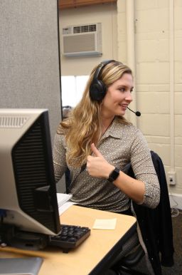 woman with headset