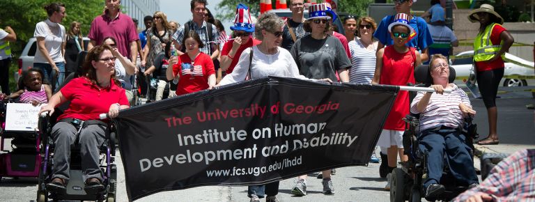 IHDD Parade <p>Zo Stoneman, directory of IHDD, at a disability rights parade in Atlanta. Photo by Robin Nelson</p>